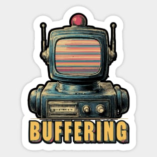 Buffering Robot Retro TV Head Tee for Tech Fatigue & Digital Burnout Sticker
